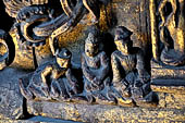 Myanmar - Mandalay, Shwenandaw Kyaung (the Golden Palace) a wonderful example of the Burmese unique teak architecture and wood-carving art. 